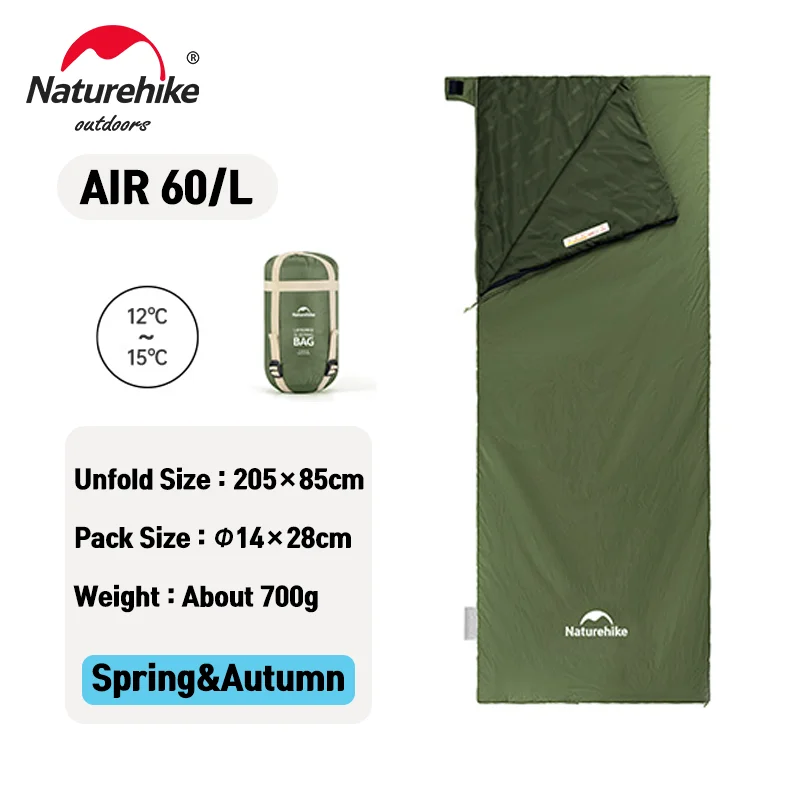 Naturehike Schlafsack LW180 Ultraleichter Baumwollschlafsack Wasserdichter Wanderschlafsack Sommer Outdoor Camping Schlafsack