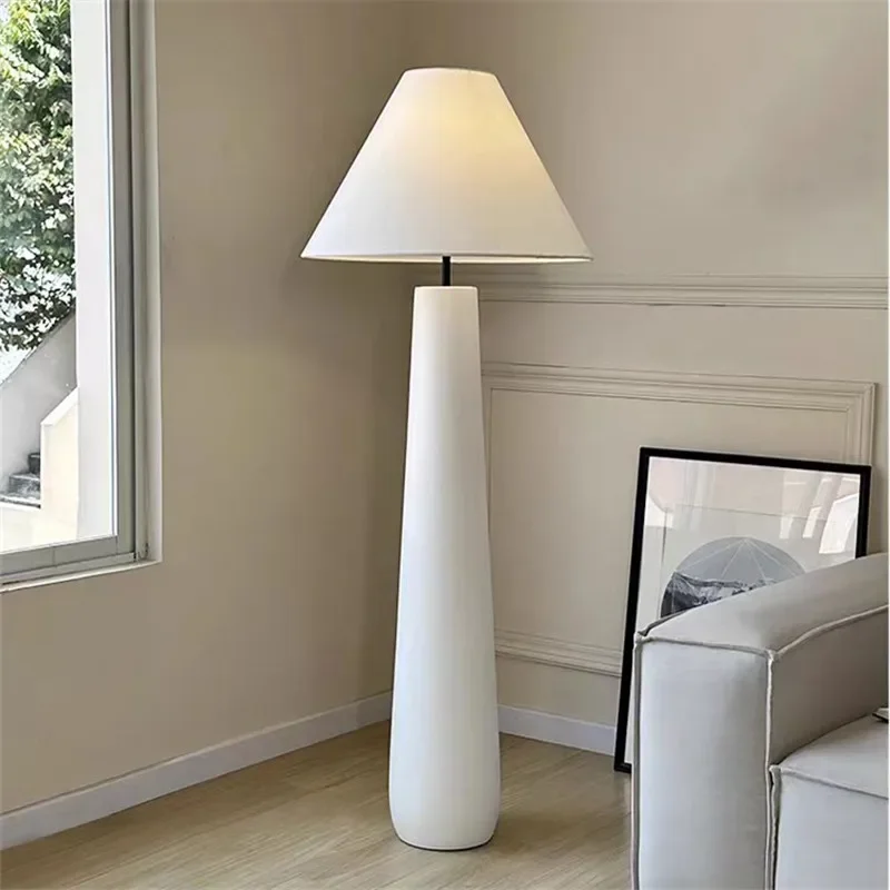 

Wabi Sabi White Mushroom Standing Lamp Tall Fabric Floor Reading Light Foyer Bedroom Designer Sofa Showroom Decorative Lamp