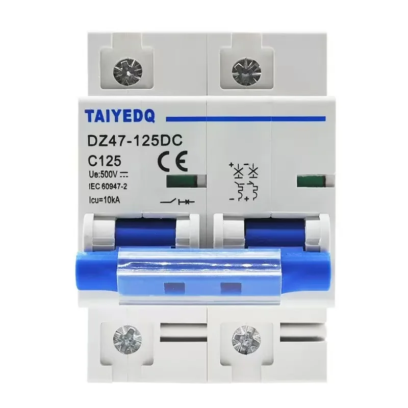 2P 125A Photovoltaic DC Circuit Breaker DC 500V 50/60Hz Solar Circuit Breaker Air Switch for Photovoltaic Wind Power