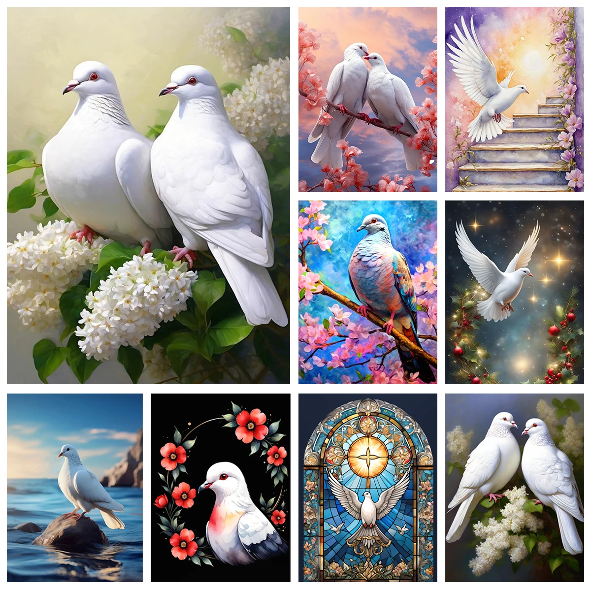 Weiße Taube Diamant Kunst Malerei Friedenstaube DIY Diamant Stickerei Mosaik Ölgemälde Cartoon Vogel Home Dekoration