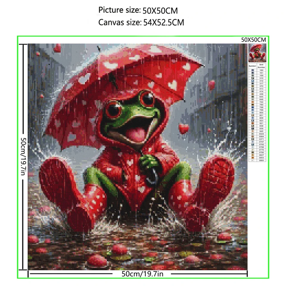 Full Diamond Embroidery Frog Red umbrella and rain boots Diamond Painting Patterns Rhinestone Unfinished mosaic Home Decor