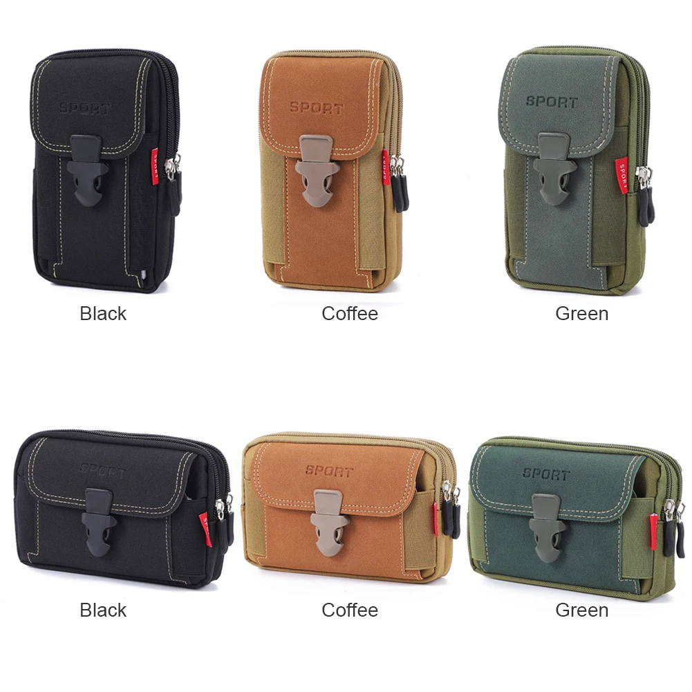 

Men Vintage Canvas Waist Bag Phone Sport Belt Hip Belt Loop Holster Wallet Carry for Case Purse Outdoor Tactical Bag Molle Pouch