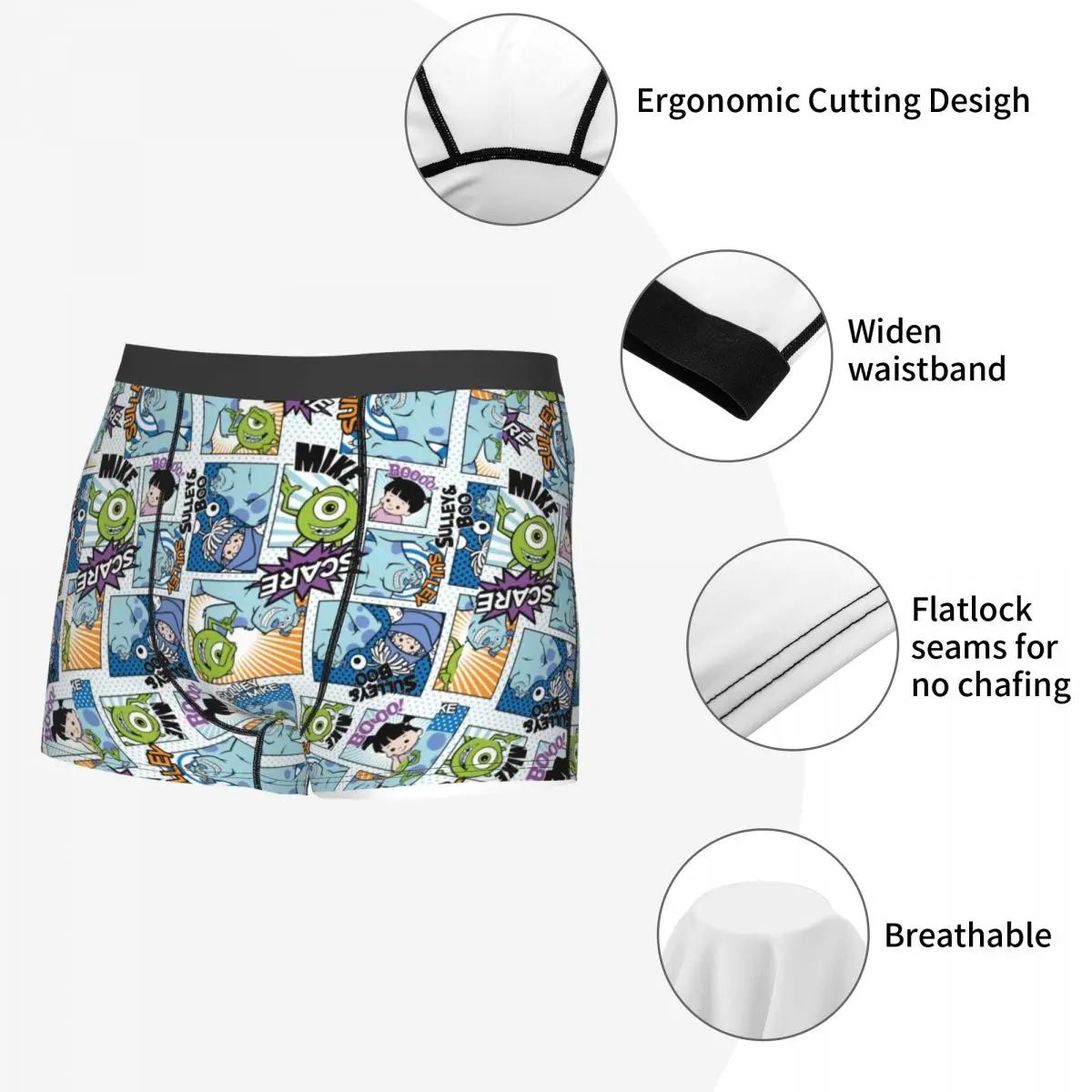 Custom Monsters University Underwear Men Stretch Boxer Briefs Shorts Panties Soft Underpants For Male