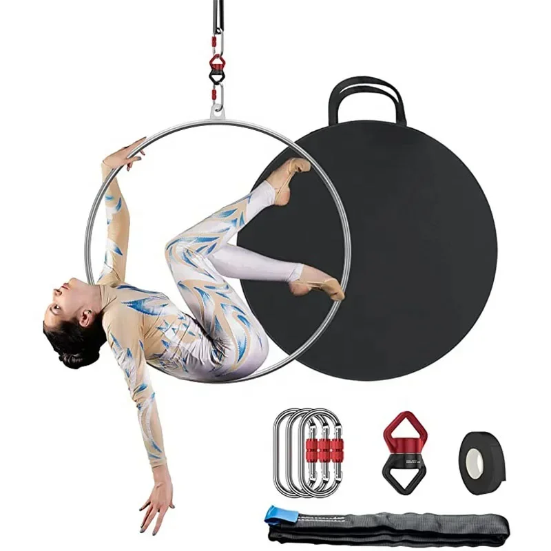 34 Inch Aerial Hoop Exercises Lyra Silver Rings Fitness Hole For Indoor Outdoor Equipment Hoop
