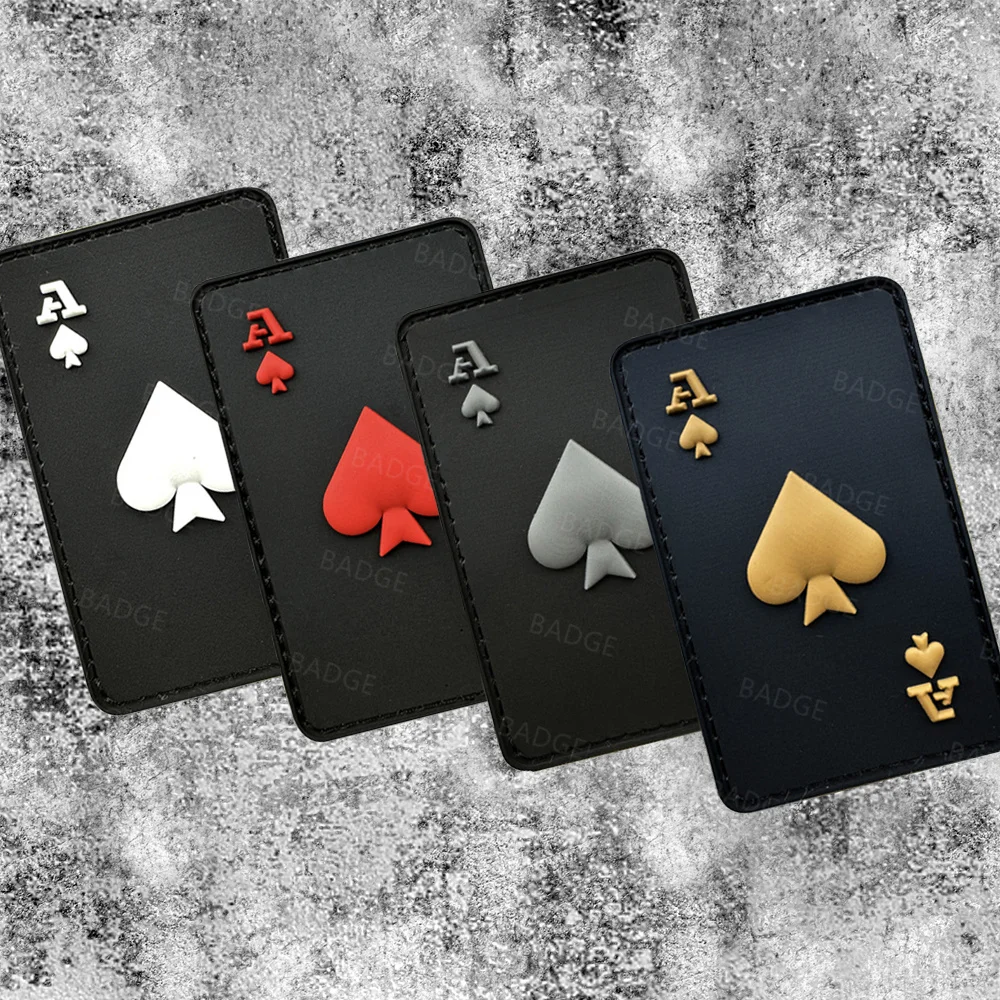 Naszywki taktyczne 3D Ace of Spades Death Card Naszywka z PVC Opaska na ramię Odznaka Gumowa aplikacja Emblemat z zapięciem na haczyk