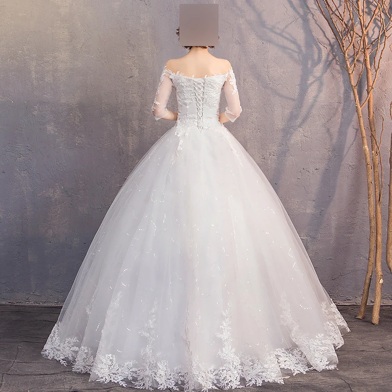 Elegancka suknia balowa damskie suknie ślubne aplikacje tiulowe tanie suknie ślubne formalne Vestido De Noiva robe de mariée