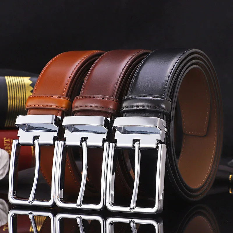 

Non Layered Cowhide Belt Korean Version Men High-Quality Genuine Leather Business Travel Luxury Design Needle Buckle Pants Belt