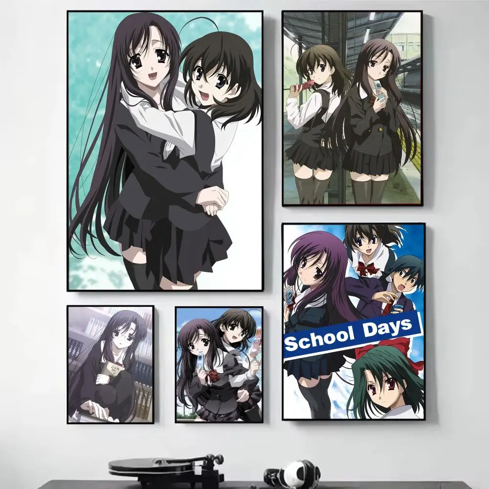 Anime S-School Days Painting Calligraphy Self Adhesive Wall Art Waterproof Print For Bedroom Hallway Home Decor