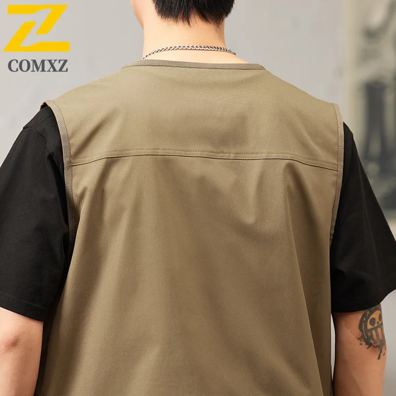 Hiking Camping Fishing Vest Men's 2025 New Cotton Breathable Sleeveless Workwear  Jacket Outdoor Clothing Multi-Pocket Waistcoat