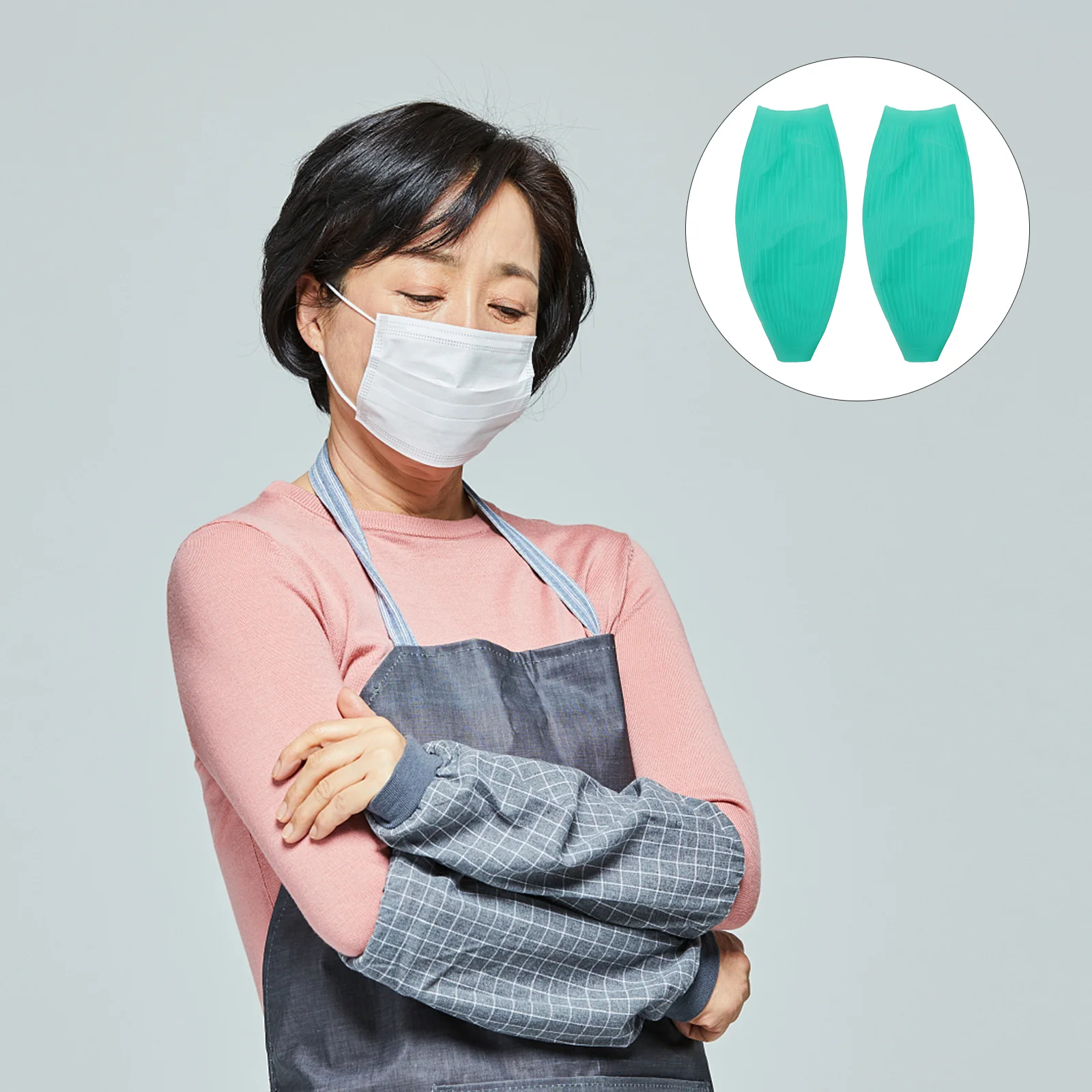 

1 Pair Waterproof Oversleeve 40Cm Green Latex Arm Sleeve Protector For Kitchen Cleaning Oilproof Household Use Women Durable Arm