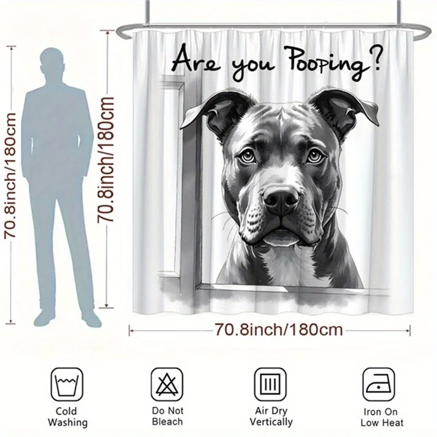 

Funny Dog "Are You Pooping" Shower Curtain Waterproof Easy to Clean Privacy Protection Humor Pet Design Bathroom Decor 12hooks