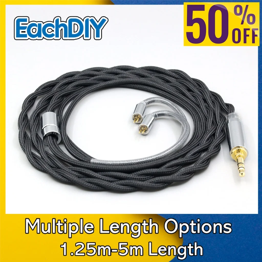 Nylon 99% Pure Silver Palladium Graphene Gold Shield Earphone Cab For 0.78mm Flat Step JH Audio JH16 Pro JH11 Pro 5 6 7 LN008306