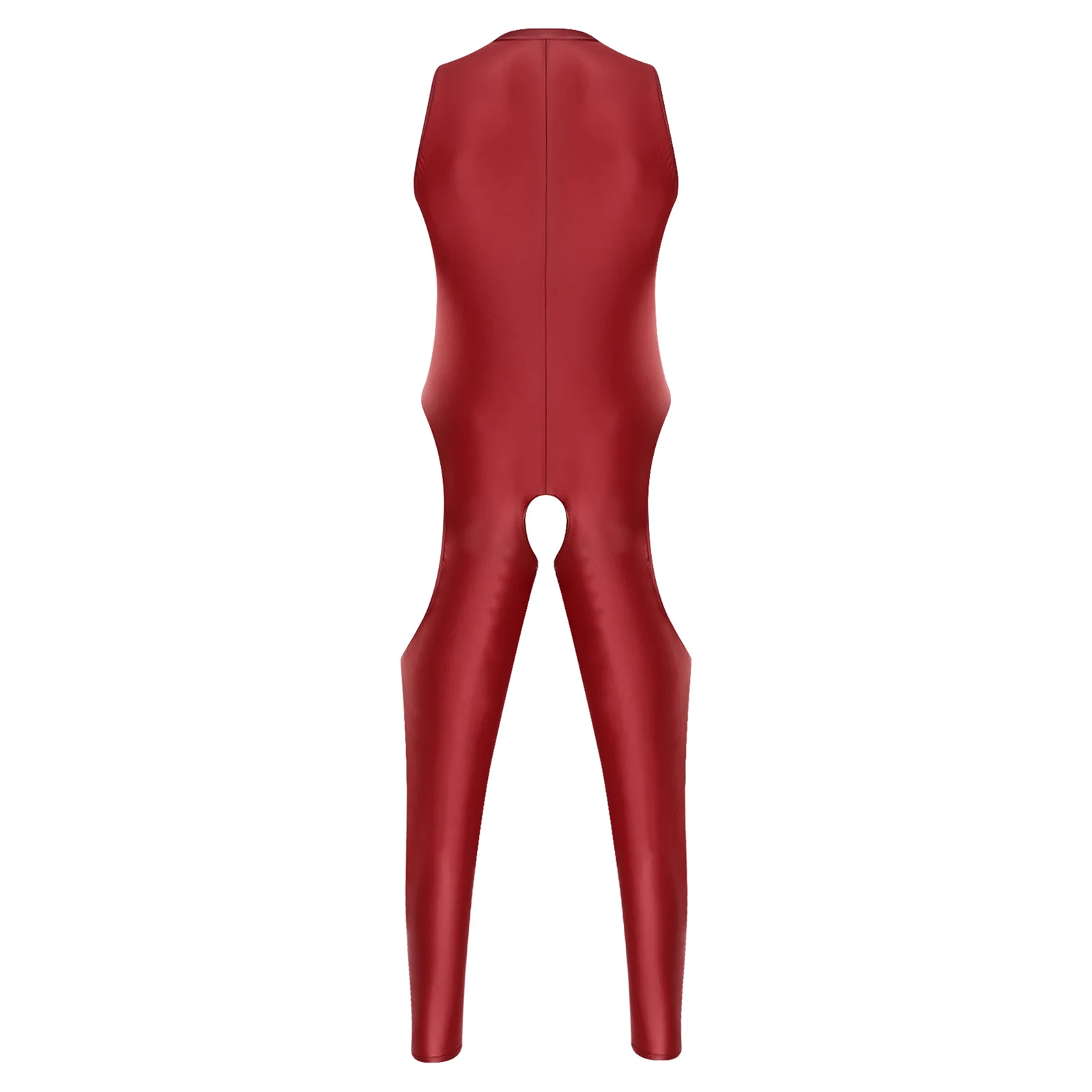 Heren olie glanzende badmode yoga jumpsuit ritssluiting open kruis dij uitgesneden bodysuit badpak legging eendelig Catsuit kostuum