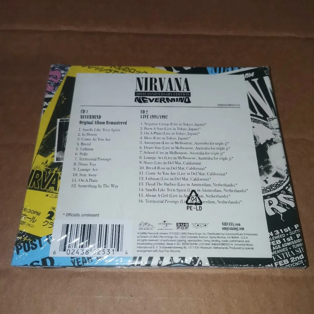 Nirvana Nevermind 30º Aniversário Edição Deluxe 2CD Álbum de Grunge Rock Alternativo Para Car Play Coleção de Fãs Presente Em Estoque