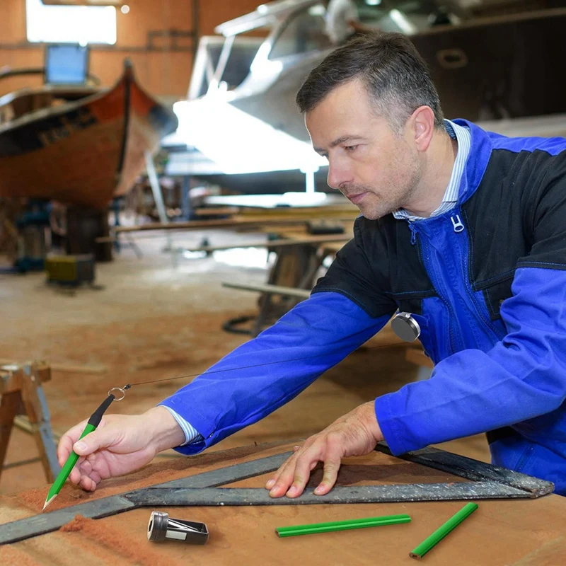 Carpenter Construção Lápis com Lápis Sharpener, Hard Octogonal Carpintaria Lápis, Lápis planos, 7 polegadas, 14 PCs