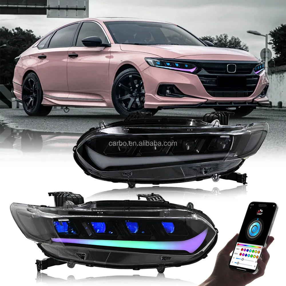 

Фара для Honda Accord Sport EX LX Touring 2018-2022, гибридная фара 10-го поколения в сборе, последовательные сигналы, свет