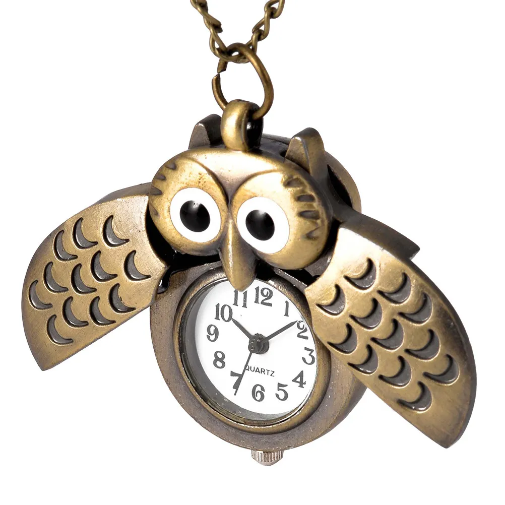1Pcs Fashion Owl Pocket Watch Vintage Brass Finish Compact Lightweight Perfect Craftsmanship Exquisite Owl Motif Easy-to-Read