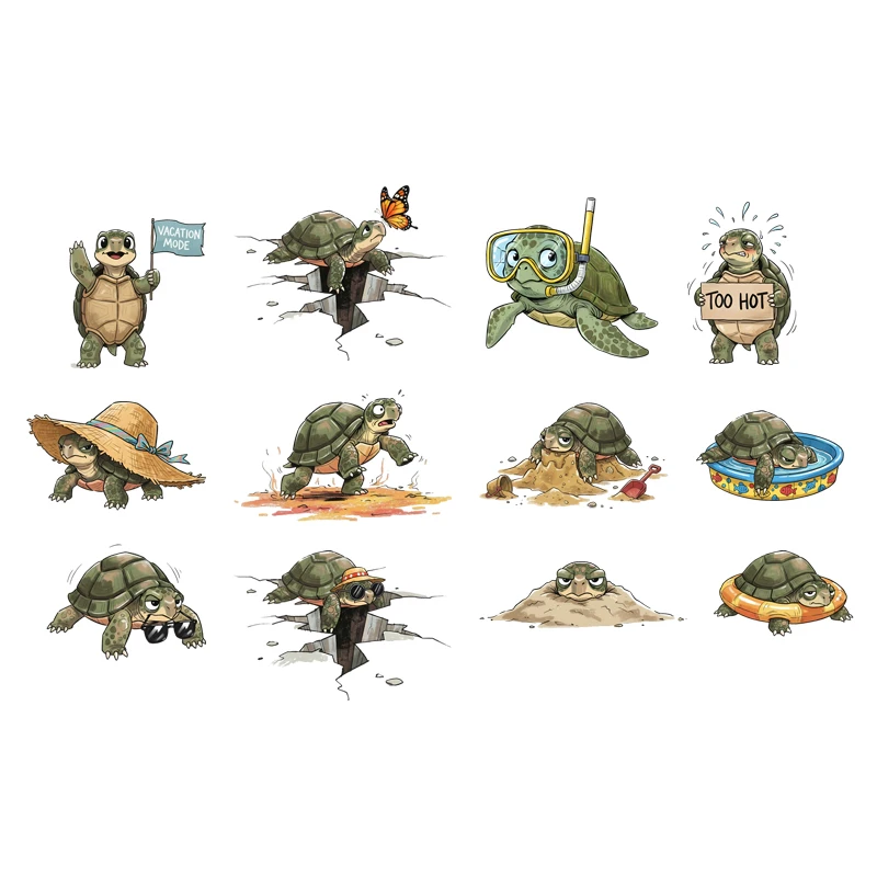 Turtle vacation surfing animals Transfers For Clothing Stickers Cartoon Animal Thermal Heat Transfer For Kids Clothes Print
