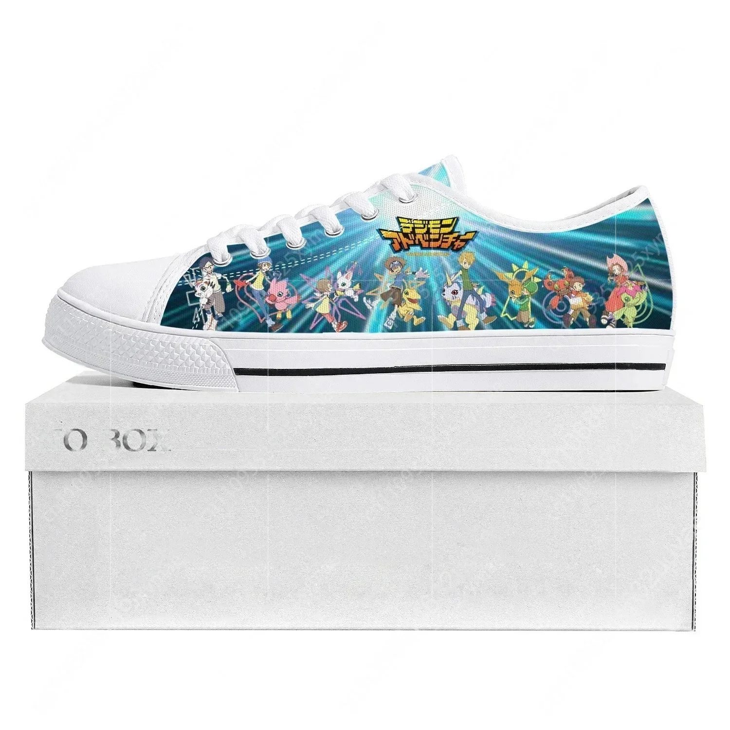 Digimon Adventure Comics Low Top Sneakers High Quality Mens Womens Teenager Canvas Sneaker Couple Shoes Custom Casual White Shoe