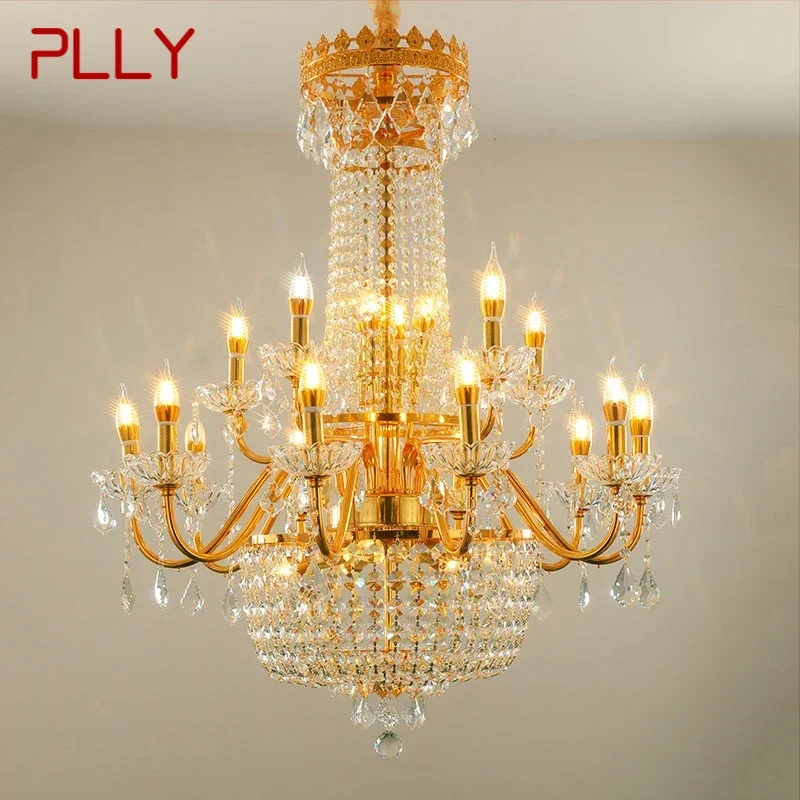 

PLLY Luxurious Golden Crystal Pendant Lamp European Candle Lamp Art Living Room Restaurant Bedroom Villa Hotel Chandelier