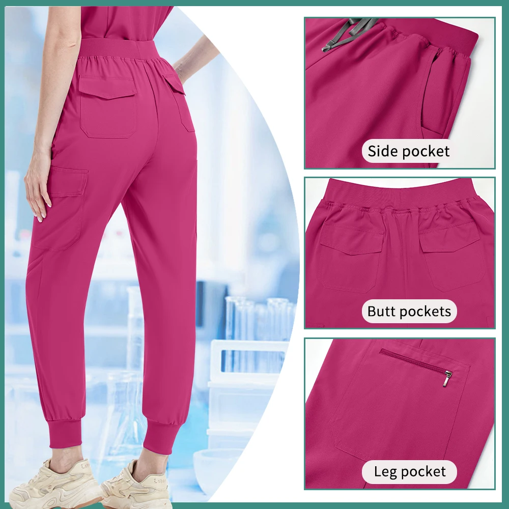 ملابس عمل لصالونات التجميل للرجال والنساء، زي طبيب الأسنان، ملابس جراحية لغرفة العمليات، مجموعة مرنة مريحة سريعة الجفاف