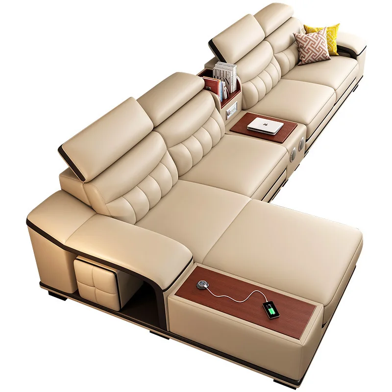 

-For High-End Luxury Cowhide Top Layer Living Room Sofa Set Elegant L-Shape Furniture with Elegant Design*