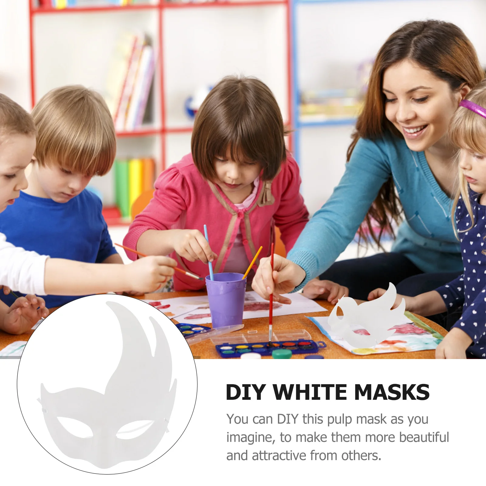 

6pcs DIY Hand Painted White Blank Masks for Masquerade Party Halloween Costumes Face Mask Accessories CraftDecoration