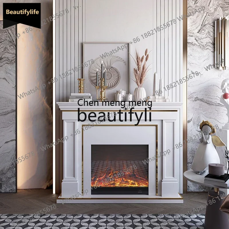 

A601 American light luxury solid wood fireplace cabinet simple living room decorative cabinet entrance simulated flame fireplace