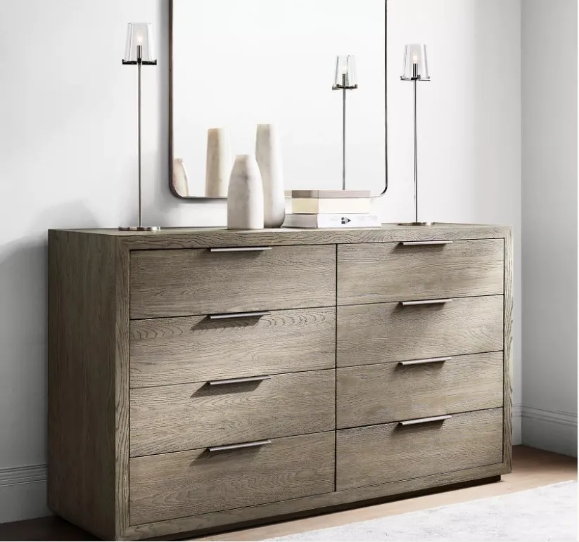 Bedroom Furniture White Dresser Oak 8 Drawer