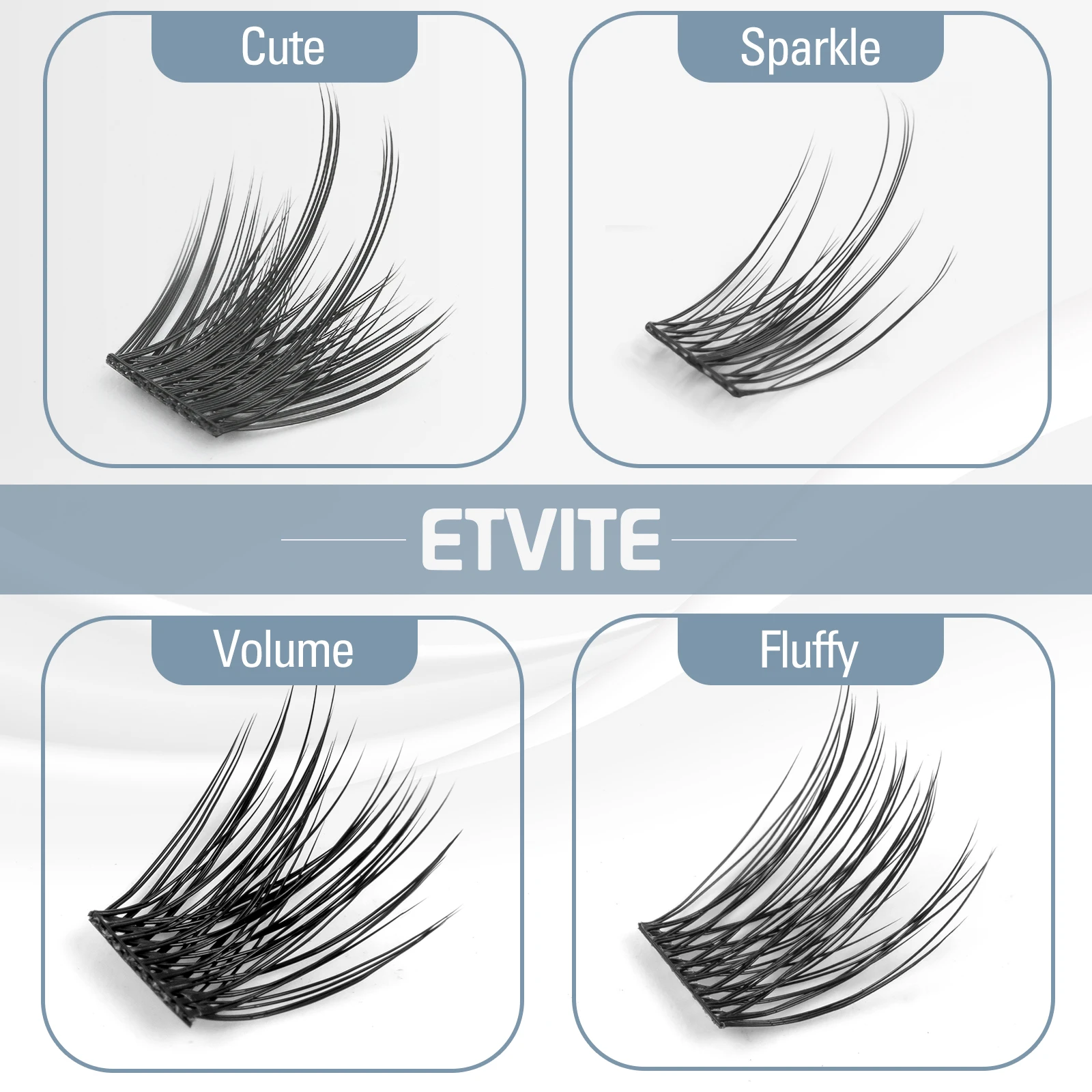 ETVITE DIY Eyelash Extension Set Individual Cluster Lashes with Glue Mix Length 60pcs Lash C Curl Volume Bond and Seal