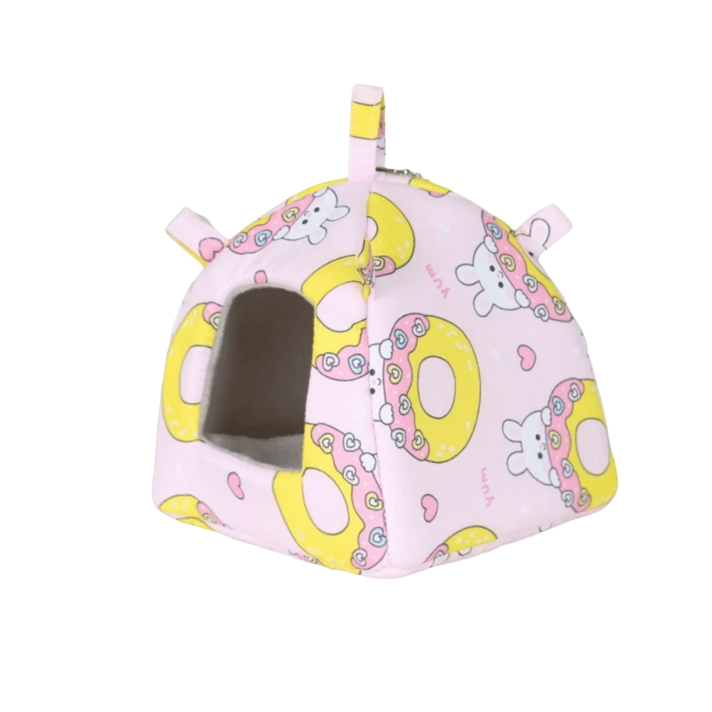 

Cute Warm Parrot Hanging Hammock Print Design Cartoon Bird Nest House Fleece with Mat Bird Hidden Bed for Pet Cage