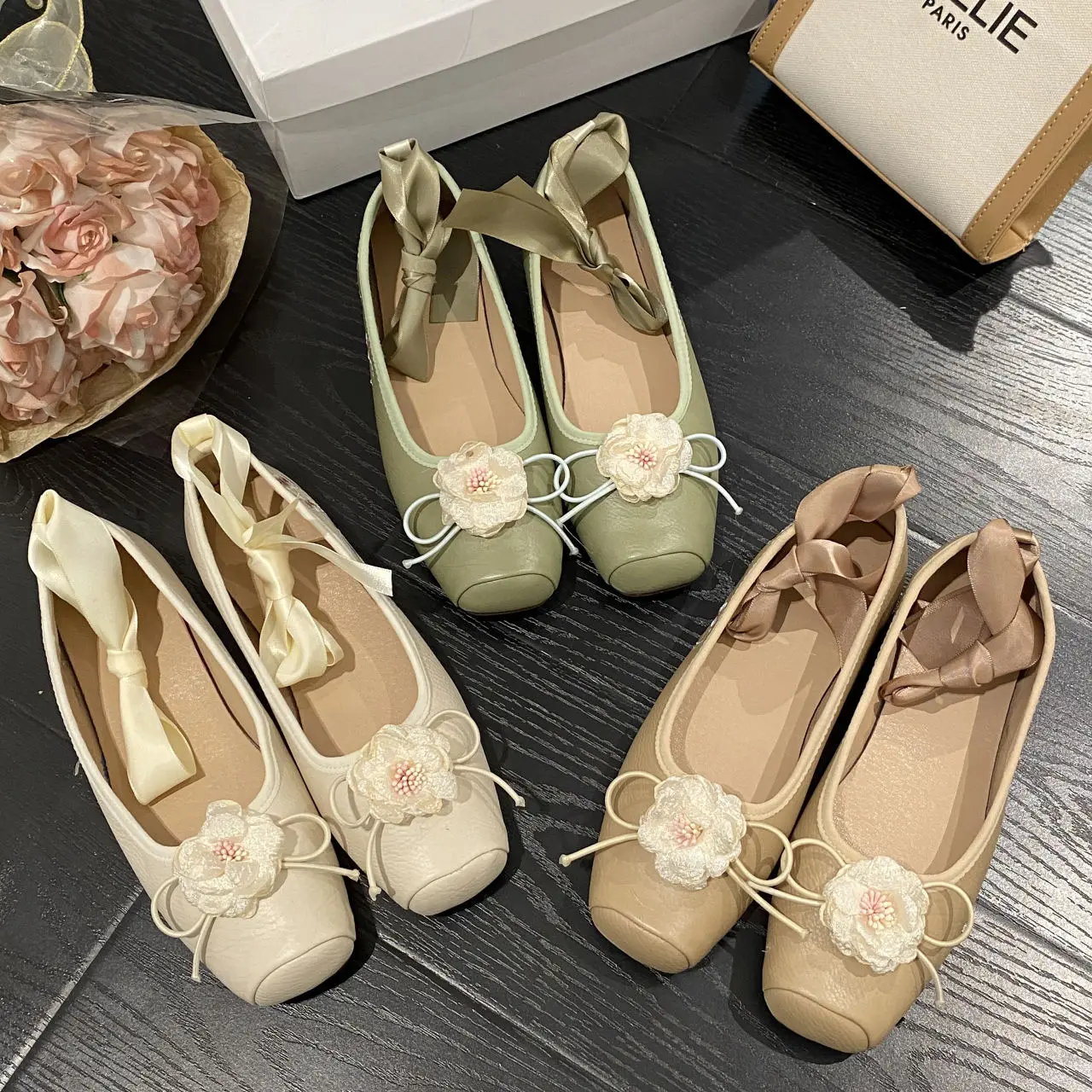 2023 Spring and Autumn New Daffodil Fairy Gentle Flat Ballet Single Shoes National Style Women Work Shoes Comfortable for Work