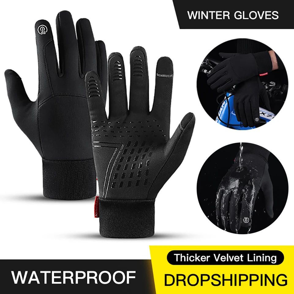 KoKossi-guantes de forro polar para hombre y mujer, manoplas de nieve impermeables, antideslizantes, para esquí y ciclismo, para invierno