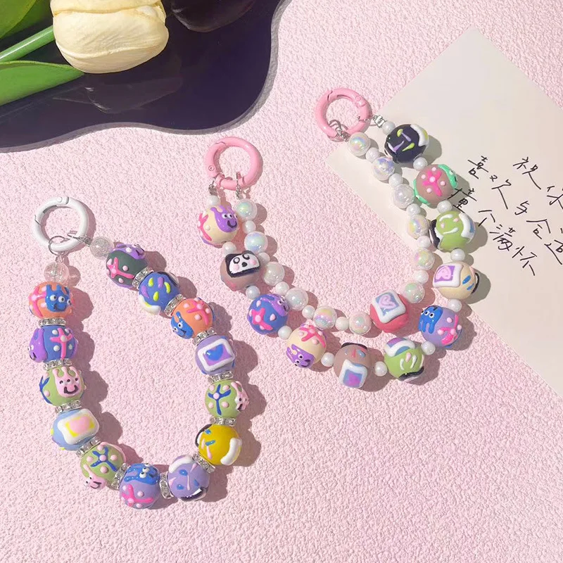 

Creative Mobile Phone Chains Women Cute Beaded Bracelet Anti-lost Chains For Cellphone Useful Phone Accessories Girls Keychains