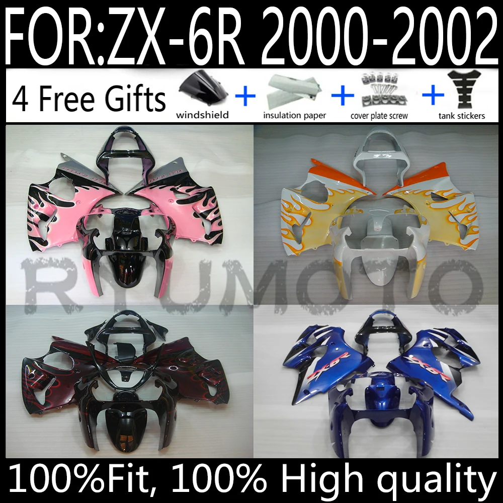 

New ABS Plastic Shell Motorcycle Fairing kit Fit For Ninja ZX6R 636 ZX-6R 2000 2001 2002 Custom full fairings bodywork