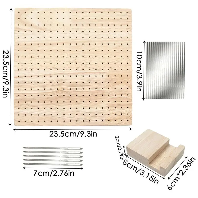 Wooden Granny Square Crochet Board with 324 Small Holes for Setting Sewing Knitting Artworks for Grandmothers Moms Friends