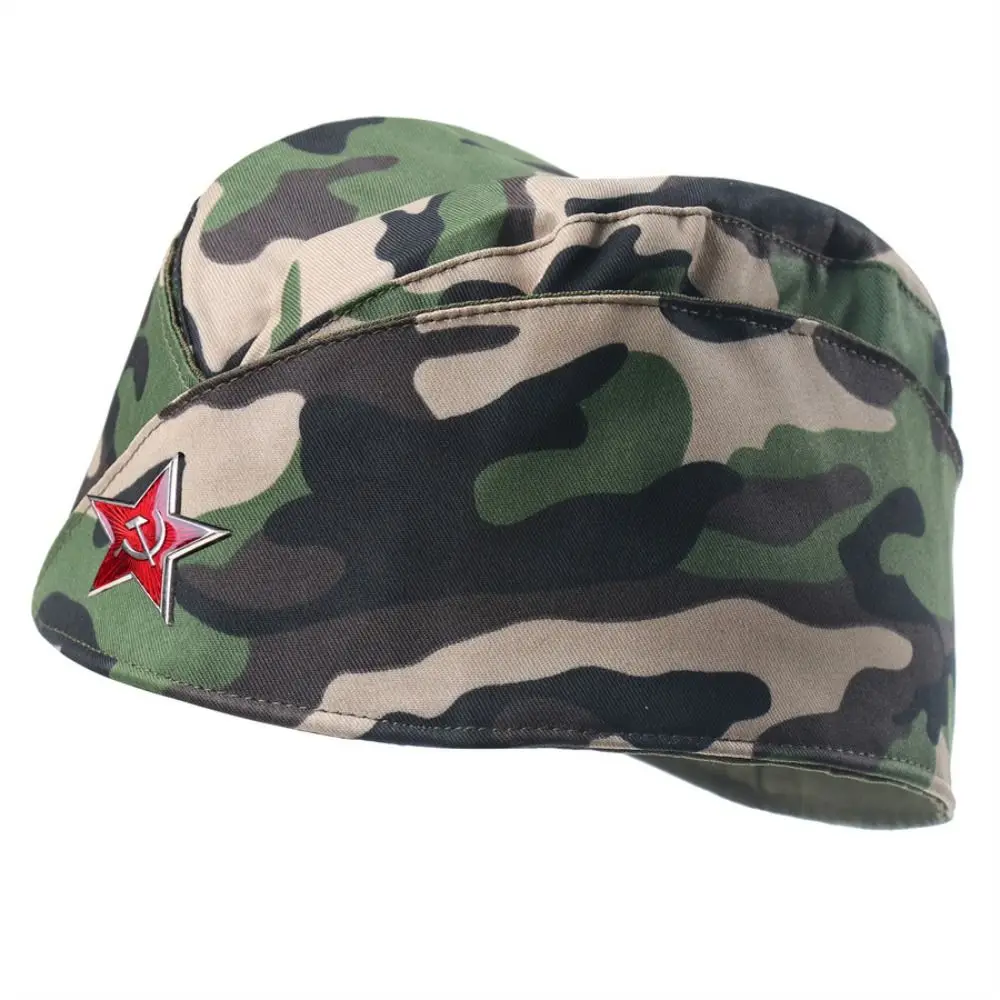 Vintage Red Star Badge Soviet Style Garrison Cap Green Cosplay Russian Cap Stage Performances Pilot Cap For Man Women Unisex
