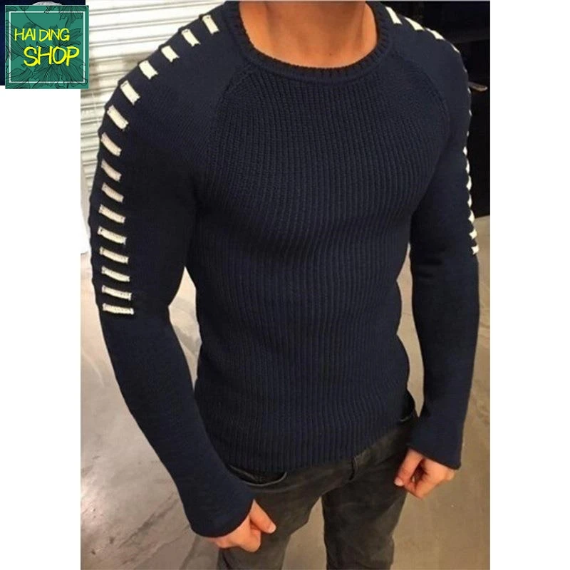 الرجال سليم صالح طويل Sve جولة Ne سترة الخريف الشتاء عارضة محبوك أعلى Faionable اللون بلو الشتاء سترة