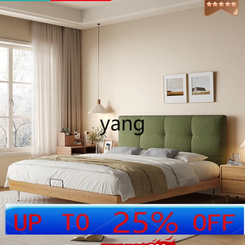 

Ltt household double solid wood bed antique bedroom flush edge soft bag modern fabric bed