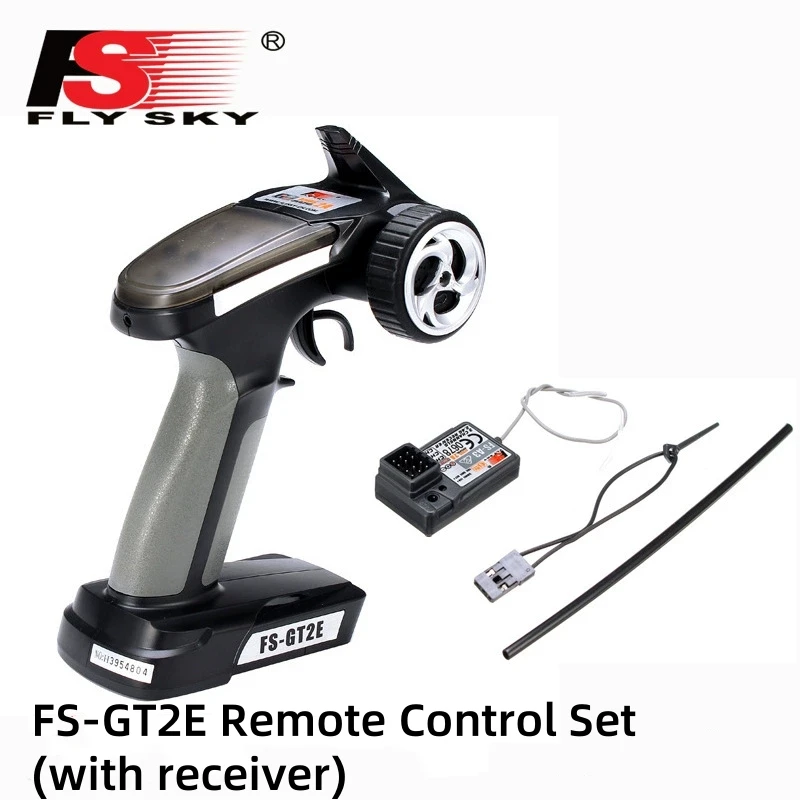 Il telecomando Flysky FS-GT2E Controller per auto da corsa e barca RC a 2 canali 2.4G include il ricevitore