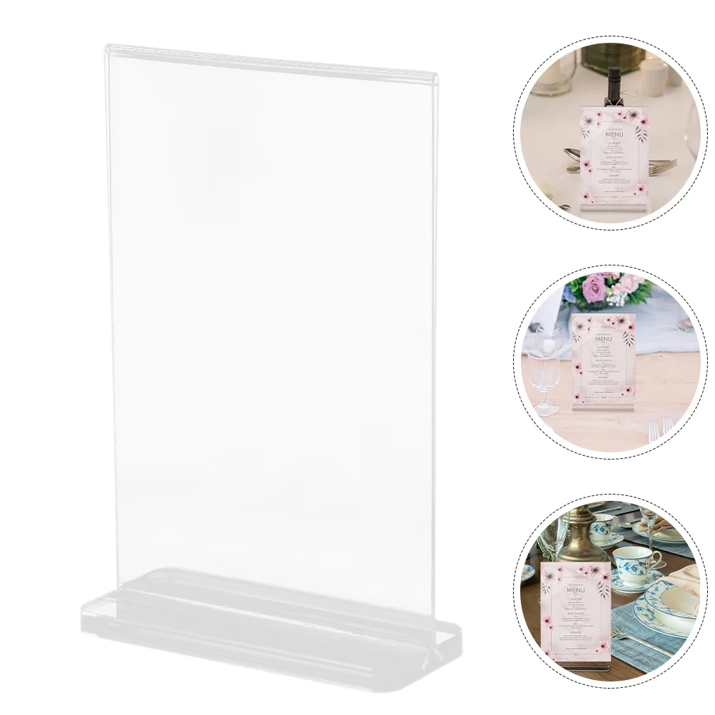 

3 Pcs Display Stand Acrylic Paper Holder Museum Sign T-shape Clear for Booklet Office