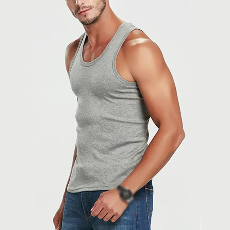 Kaus katun pria a-shirt TankTop kaus GYM pria kaus lembut TankTop pakaian dalam a-shirt kasual nyaman terbaik