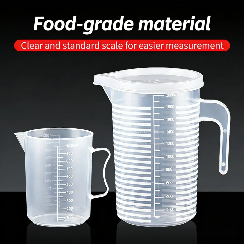 100-5000ml Kitchen Food Grade Measuring Cup Lidless with Lid Scale PC High Temperature Resistant Milk Tea Shop Plastic Beaker