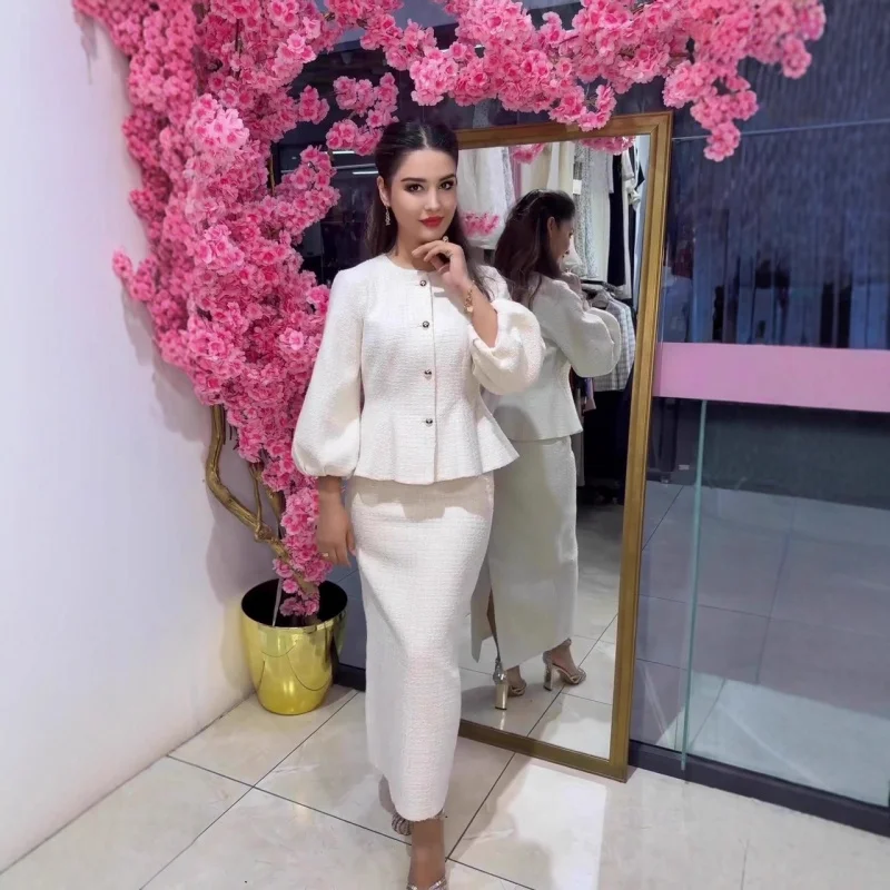 

2025New Autumn Elegant Long Sleeve Waist-Cinching Long Dress Set