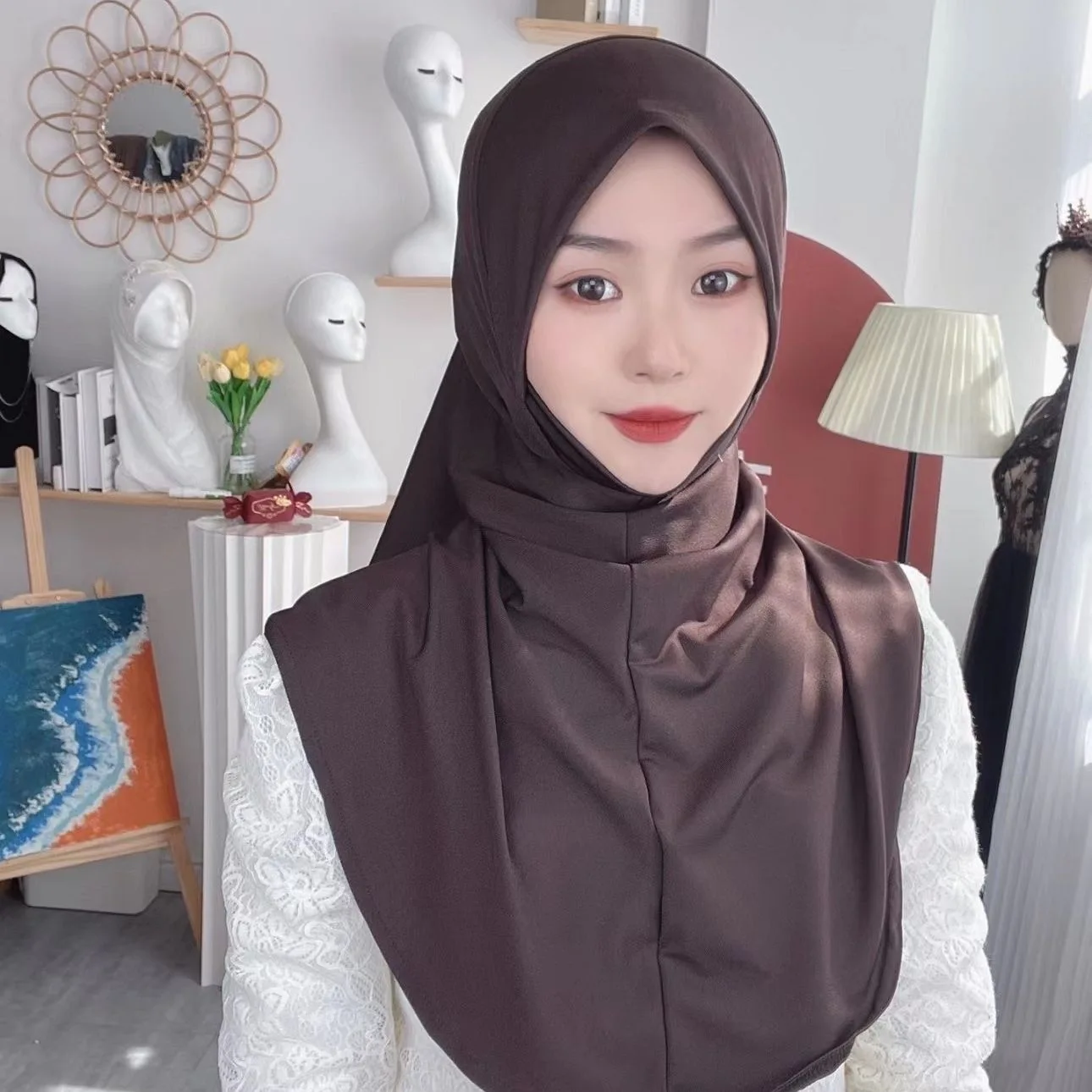 2023ฝาครอบหัว Multicolor มุสลิมผู้หญิงยาวผ้าคลุมไหล่ผ้าคลุมไหล่ธรรมดา Hijab