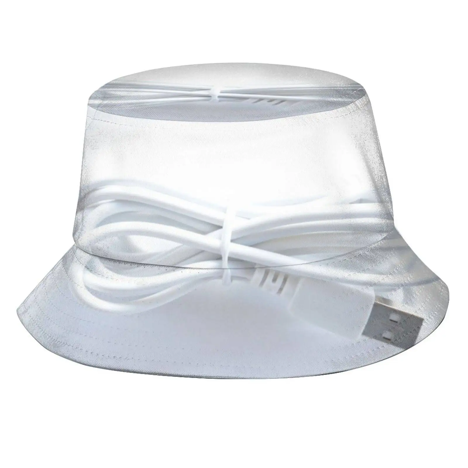 Usb Sun Cap Fisherman Hat Bucket Hats Electric Power Cable Silver White Cord Computer Power Up Plug Usb Usb