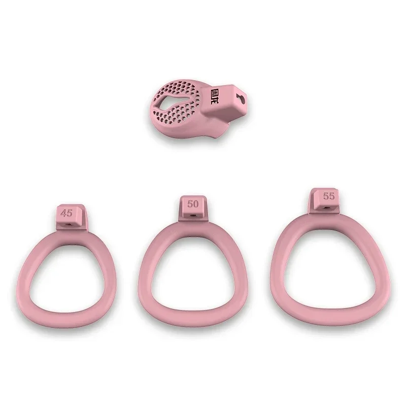 2024 New Pink Chastity Cage Sex Toys Femboy Beginner Mini Penis Cage Belt with 3 Size Cock Rings Man CB Lock Men\'S Adult Goods