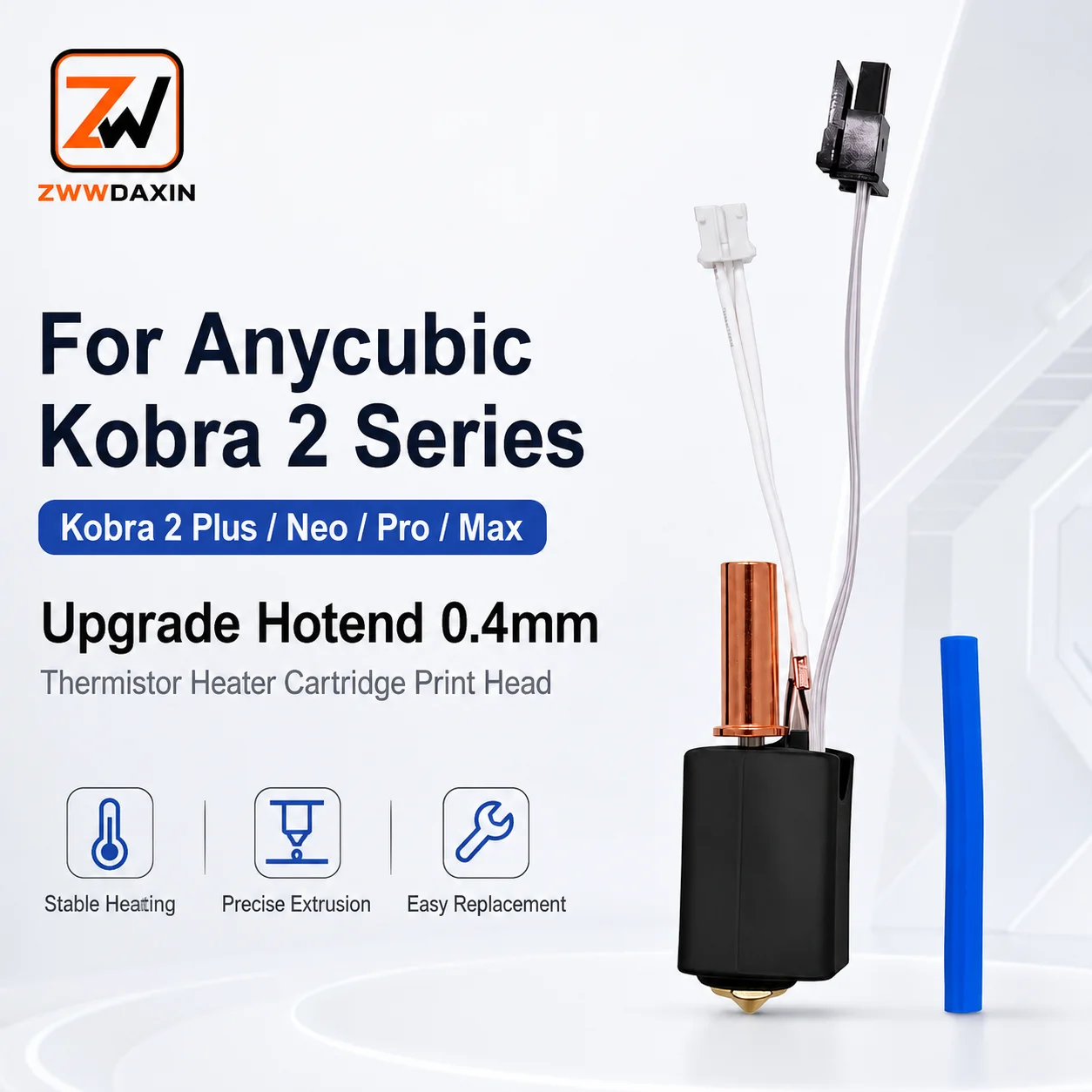 Anycubic Kobra 2용 핫엔드 업그레이드, 써미스터 히터 카트리지 0.4mm 프린트 헤드, Kobra2 Plus/Neo/Pro/Max 3D 프린터용 핫엔드