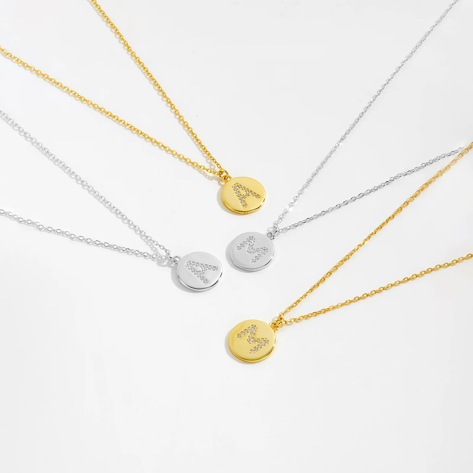 VEWANT Women 925 Sterling Silver Round Letter A M Pendant Long Chain Necklace 2024 Luxury Fashion Fine Gift Party Jewelry