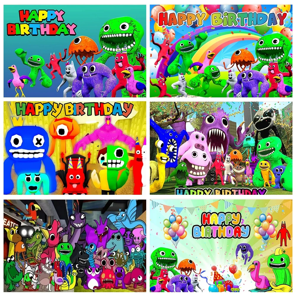 

Gartened of Banban Birthday Party Decorations Backdrop Banner Balloon Arch Kit for Baby Shower Photography Background Kids Them